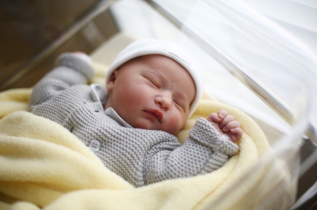 A new born baby girl at the maternity ward